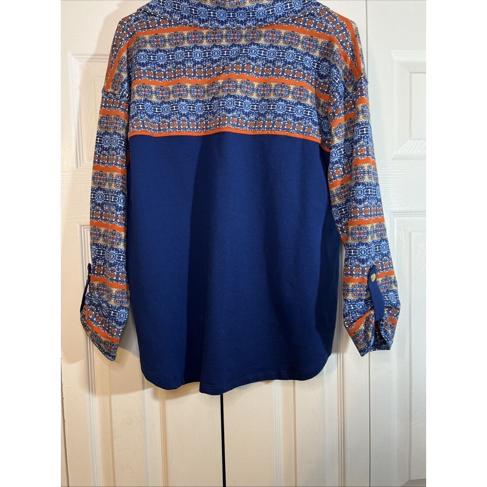 Ruby Rd. Women's Small Blue Multicolor 1/4 Zip‎ Pullover Aztec Boho Colorful - Picture 6 of 6